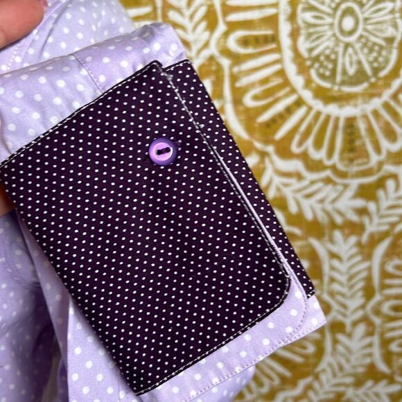 NWOT Le Superbe Ex-Boyfriend Double Cuff Button Down Shirt in Lavender Fields 0 - Picture 11 of 16